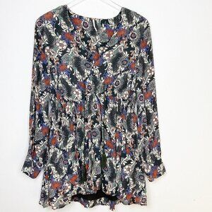 FREE PEOPLE | Floral Print Boho Tunic Tassel Small